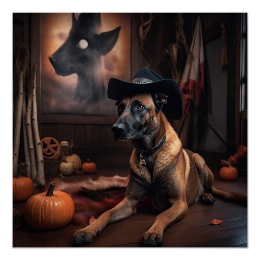 Belgische Malinois Pumpkins Halloween Scary Perfect Poster (Voorkant)