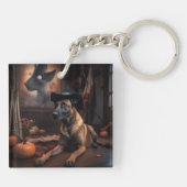 Belgische Malinois Pumpkins Halloween Scary Sleutelhanger (Achterkant)