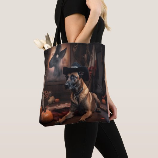 Belgische Malinois Pumpkins Halloween Scary Tote Bag (Dichtbij)