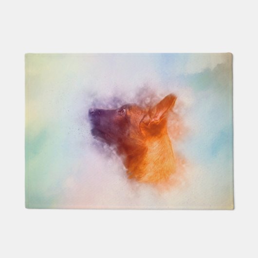 Belgische Malinois Puppy Painting - Mechelaar Deurmat (Voorkant)