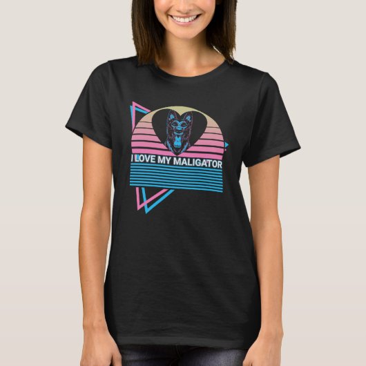 Belgische Malinois Retro Ik hou van mijn Maligator T-shirt (Voorkant)