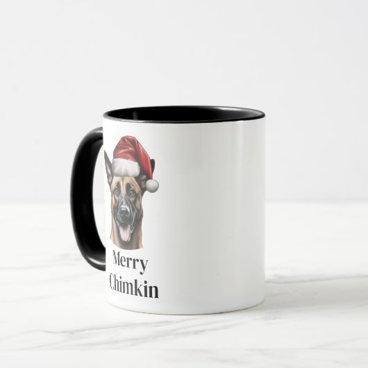 Belgische Malinois Santa Hat Kerstmis Mok (Voorkant links)