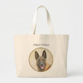 Belgische Malinois Shepherd Mahogany Schilderkunst Grote Tote Bag (Voorkant)