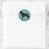 Belgische Malinois Silhouet Ronde Sticker (Tas)