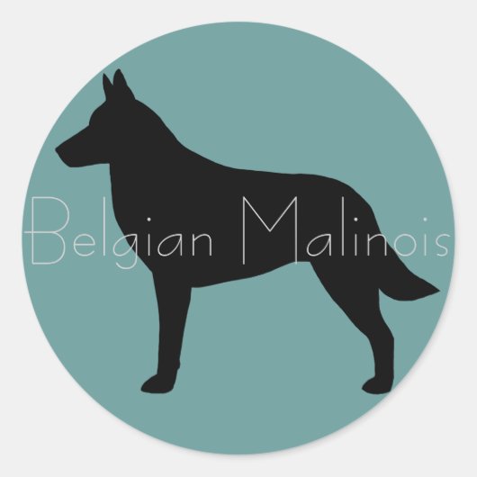 Belgische Malinois Silhouet Ronde Sticker (Voorkant)