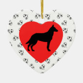 Belgische Malinois Silhouette draagt een hartensch Keramisch Ornament (Voorkant)