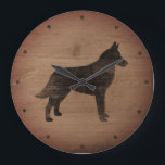 Belgische Malinois Silhouette Rustic Style Grote Klok<br><div class="desc">De muur van de Belgisch Malinois Lover. Het houtontwerp is bedrukt,  niet echt hout.</div>