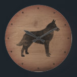 Belgische Malinois Silhouette Rustic Style Grote Klok<br><div class="desc">De muur van de Belgisch Malinois Lover. Het houtontwerp is bedrukt,  niet echt hout.</div>