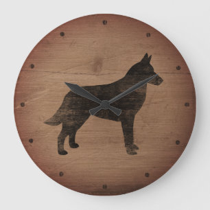 Belgische Malinois Silhouette Rustic Style Grote Klok
