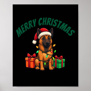 Belgische Malinois verkleed voor Kerstmis Poster