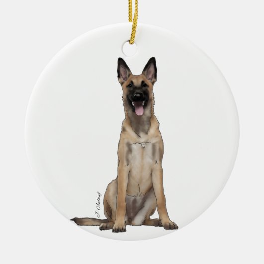 Belgische Malinois Versiering Keramisch Ornament (Voorkant)