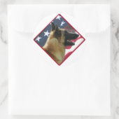 Belgische Malinois Vlag; Malinois 4 juli, USA Ronde Sticker (Tas)