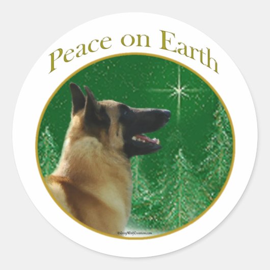 Belgische Malinois Vrede Ronde Sticker (Voorkant)