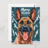 Belgische Malinois Vrolijk Kerstfeest Briefkaart (Voorkant / Achterkant)