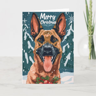 Belgische Malinois Vrolijk Kerstfeest Gepersonalis Feestdagen Kaart