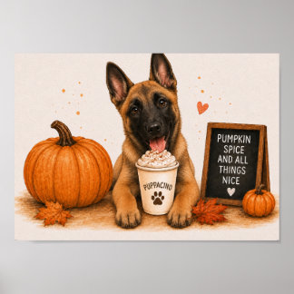 Belgische Malinois Warme Pompoengewürz Puppaccino Poster