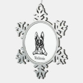 Belgische Malinoishond Tin Sneeuwvlok Ornament (Rechts)