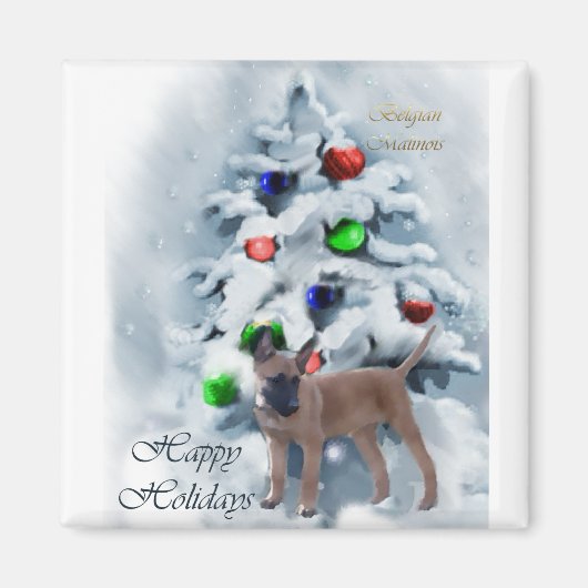 Belgische Malinoiskerstcadeautjes Magneet (Voorkant)