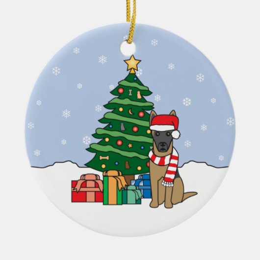 Belgische Malinoiskerstversiering Keramisch Ornament (Voorkant)