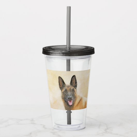 Belgische Malinoisschildering - Kute Original Dog Acryl Drinkbeker (Voorkant)