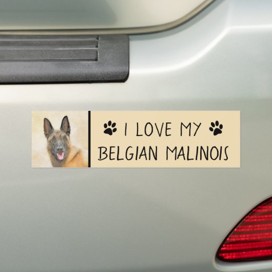 Belgische Malinoisschildering - Kute Original Dog  Bumpersticker (Op auto)