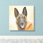 Belgische Malinoisschildering - Kute Original Dog  Canvas Afdruk (Insitu (Houten vloer))