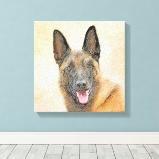 Belgische Malinoisschildering - Kute Original Dog  Canvas Afdruk (Insitu (Houten vloer))