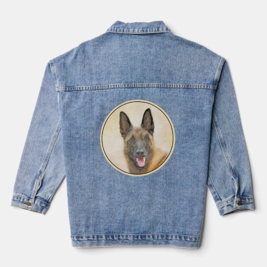 Belgische Malinoisschildering - Kute Original Dog  Denim Jacket (Achterkant)