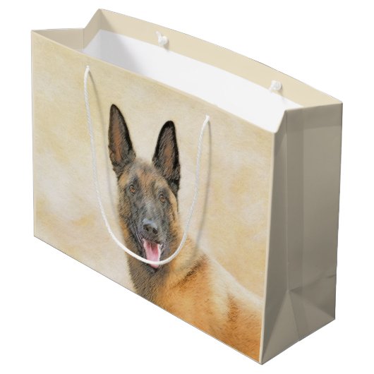 Belgische Malinoisschildering - Kute Original Dog  Groot Cadeauzakje (Achterkant Gekanteld)