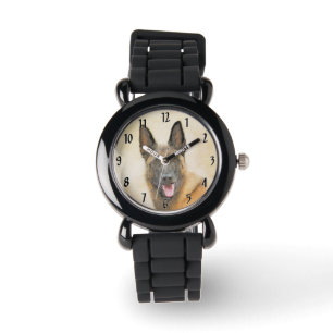 Belgische Malinoisschildering - Kute Original Dog Horloge