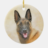 Belgische Malinoisschildering - Kute Original Dog  Keramisch Ornament (Achterkant)