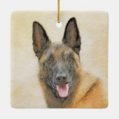 Belgische Malinoisschildering - Kute Original Dog  Keramisch Ornament (Achterkant)
