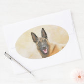 Belgische Malinoisschildering - Kute Original Dog  Ovale Sticker (Envelop)