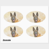 Belgische Malinoisschildering - Kute Original Dog  Ovale Sticker (Vel)
