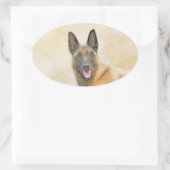 Belgische Malinoisschildering - Kute Original Dog  Ovale Sticker (Tas)