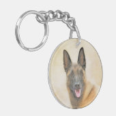 Belgische Malinoisschildering - Kute Original Dog Sleutelhanger (Voorkant Links)