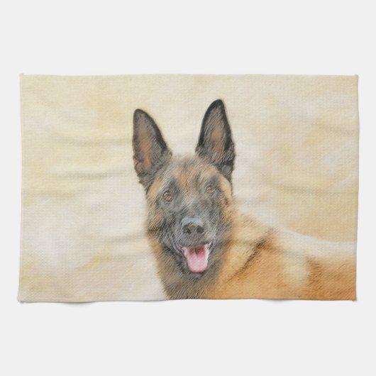 Belgische Malinoisschildering - Kute Original Dog  Theedoek (Horizontaal)