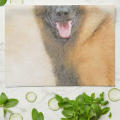 Belgische Malinoisschildering - Kute Original Dog  Theedoek (Gevouwen)