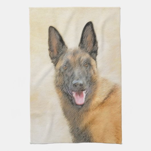 Belgische Malinoisschildering - Kute Original Dog  Theedoek (Verticaal)