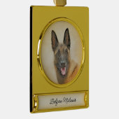 Belgische Malinoisschildering - Kute Original Dog  Verguld Banner Ornament (Rechts)
