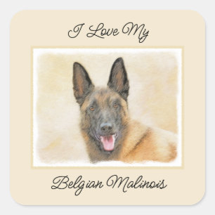 Belgische Malinoisschildering - Kute Original Dog  Vierkante Sticker