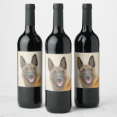 Belgische Malinoisschildering - Kute Original Dog  Wijn Etiket (Flessen)