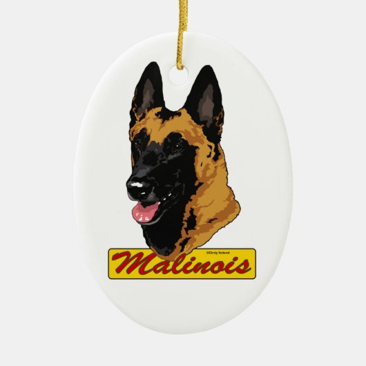 Belgische Malinoisversiering Keramisch Ornament (Voorkant)
