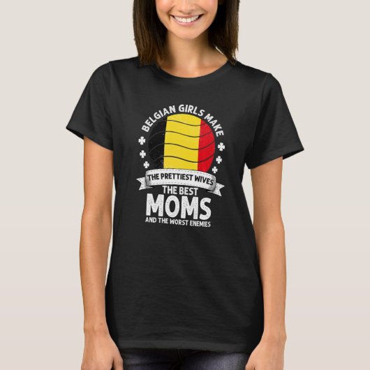 Belgische mama België Moederdag mama Belgium Ameri T-shirt (Voorkant)