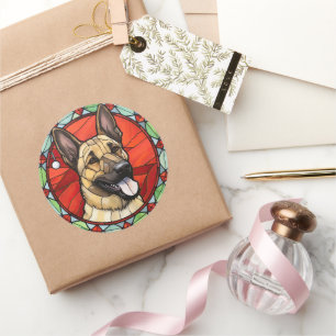 Belgische Mechelaar Glas in Lood Kerstmis Ronde Sticker