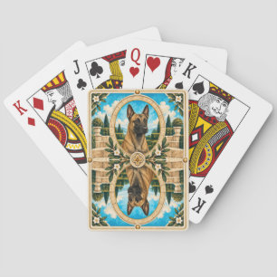 Belgische Mechelaar, Honden Kunst in Vintage Water Pokerkaarten