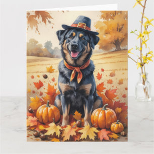 Belgische Mechelaar in herfstbladeren Thanksgiving Kaart