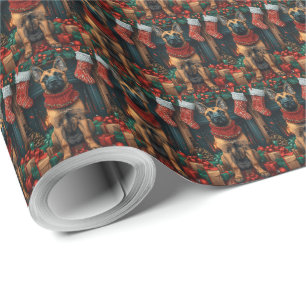 Belgische Mechelaar met kerstcadeaus Haard  Cadeaupapier