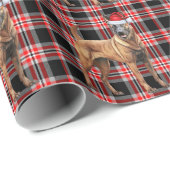 Belgische Mechelse Hond en Rode Plaid Kerstmis Cadeaupapier (Rol Hoek)