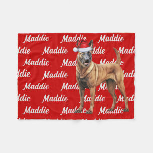 Belgische Mechelse Hond op Rood met Naam Kersthond Fleece Deken